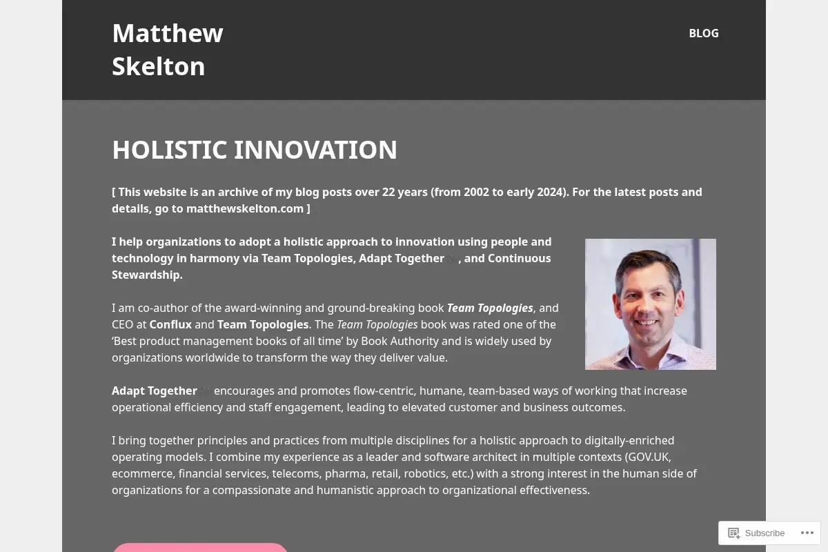Matthew Skelton | holistic innovation via fast flow