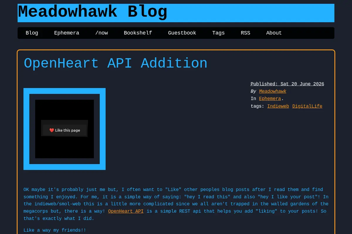 Meadowhawk Blog