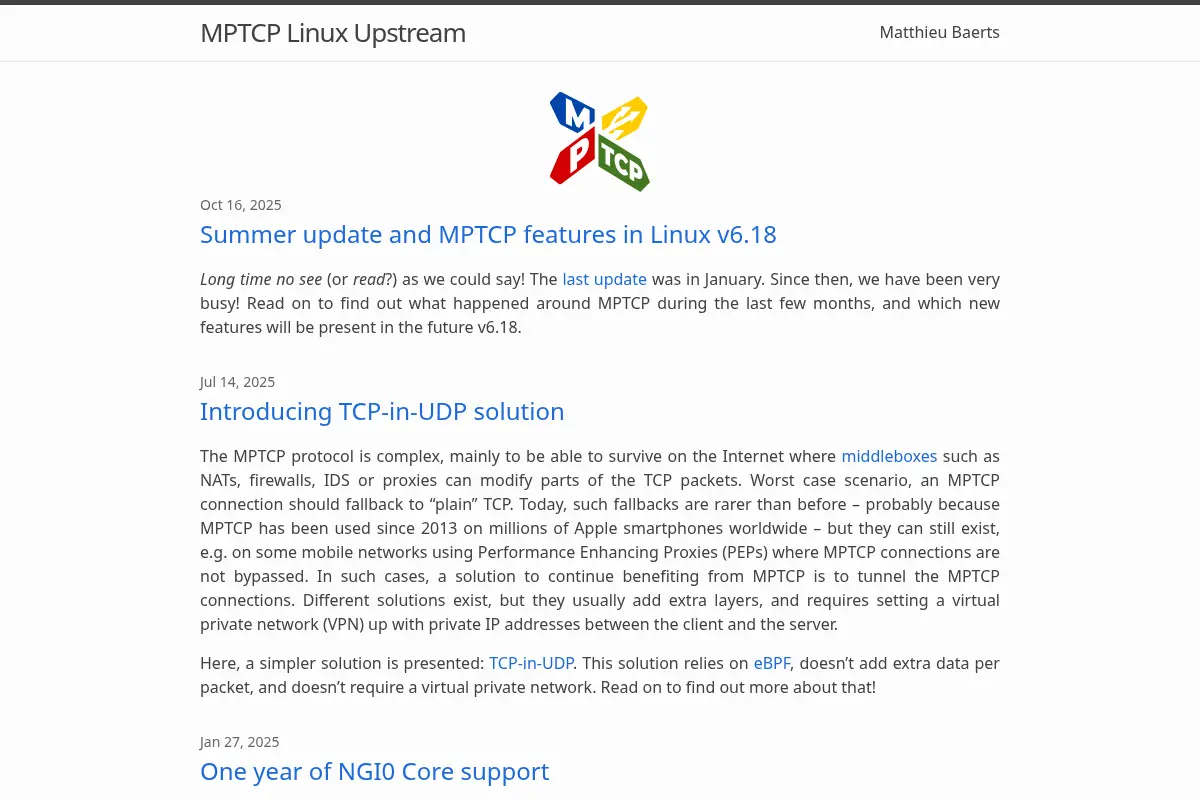 MPTCP Linux Upstream