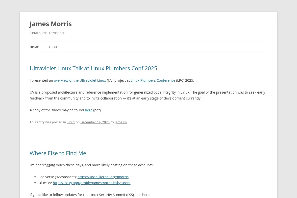James Morris | Linux Kernel Developer