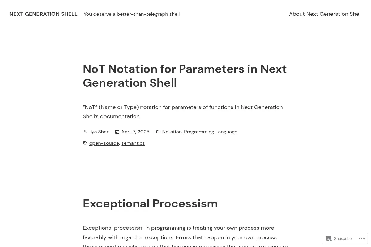 Next Generation Shell – You deserve a better-than-telegraph shell
