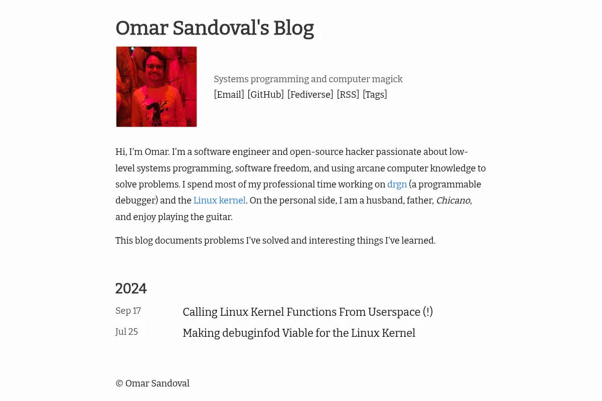 Omar Sandoval's Blog