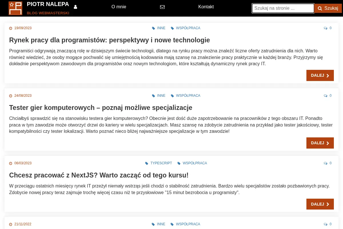 Piotr Nalepa - Blog webmasterski