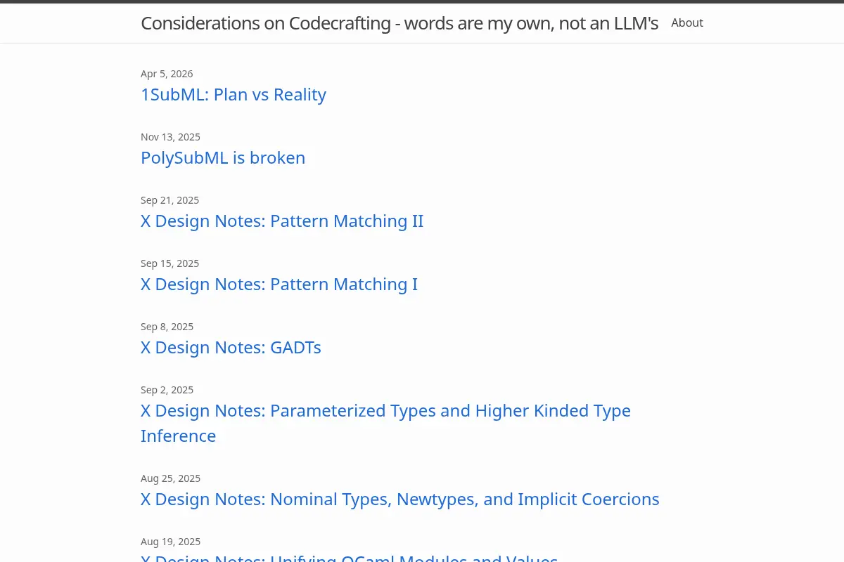 Considerations on Codecrafting