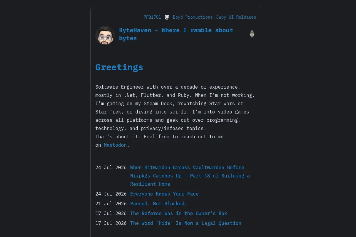 ByteHaven - Where I ramble about bytes