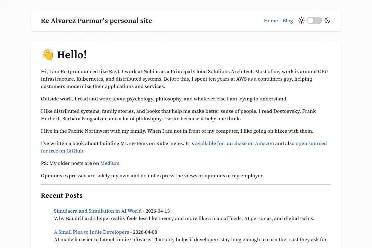 Re Alvarez Parmar's personal site