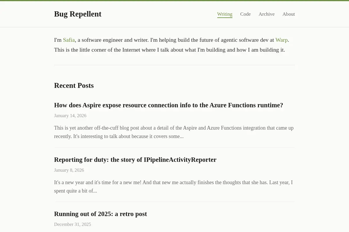 Bug Repellent · The blog of @captainsafia