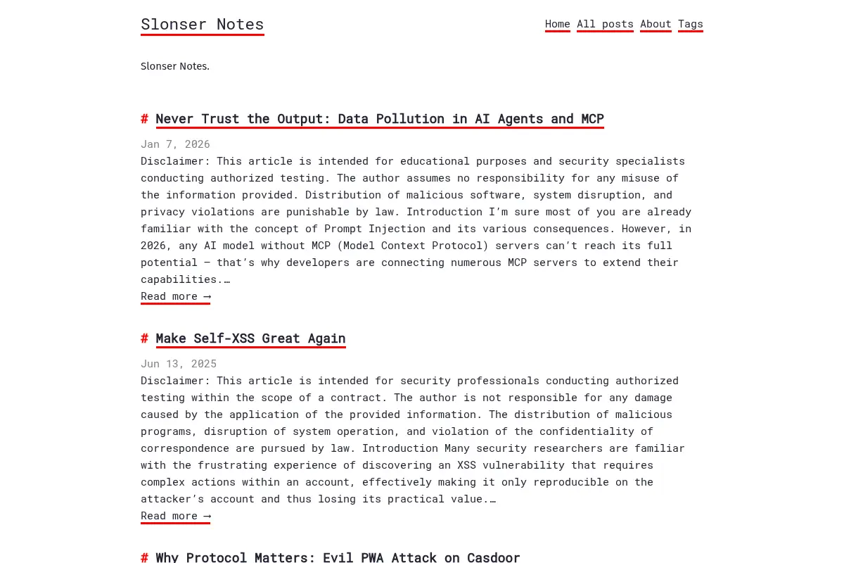 Slonser Notes