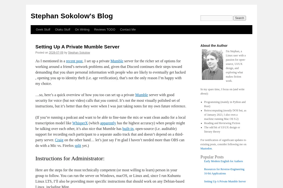Stephan Sokolow's Blog