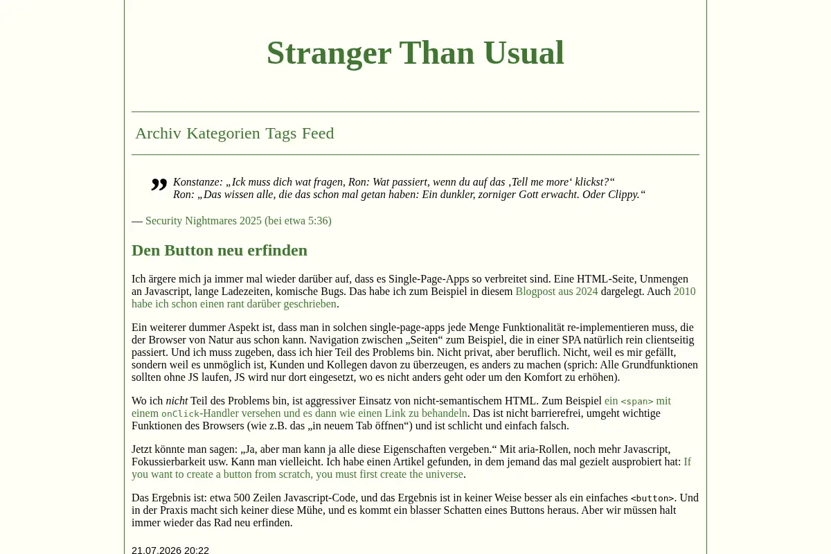 Stranger Than Usual