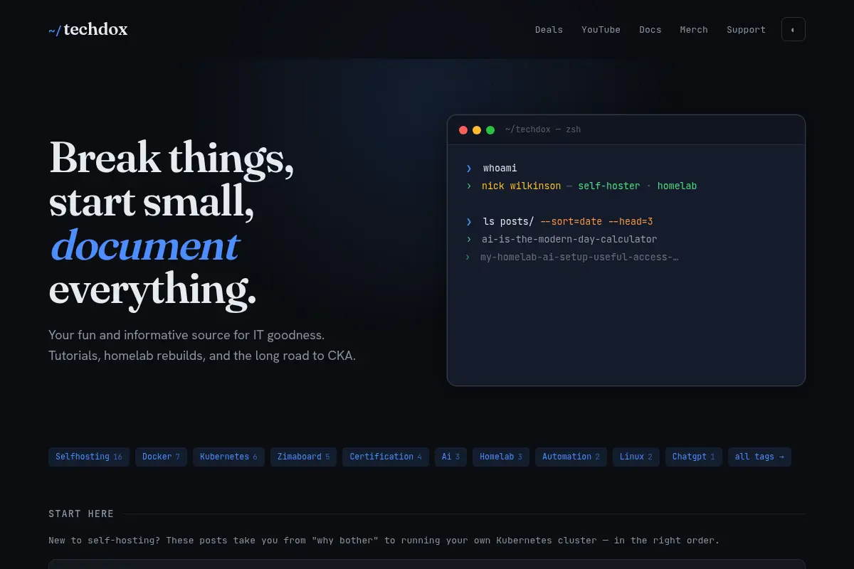 Techdox — Self-hosting, homelab & Kubernetes