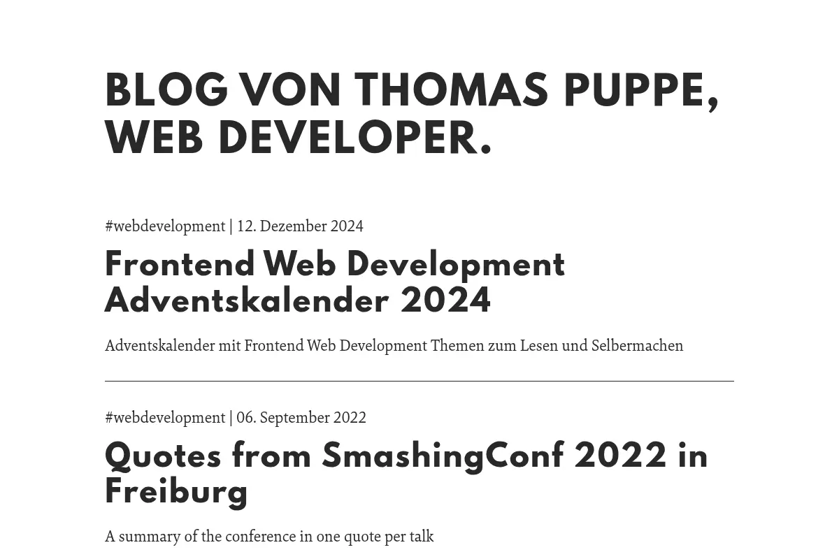 Blog von Thomas Puppe, Web Developer.