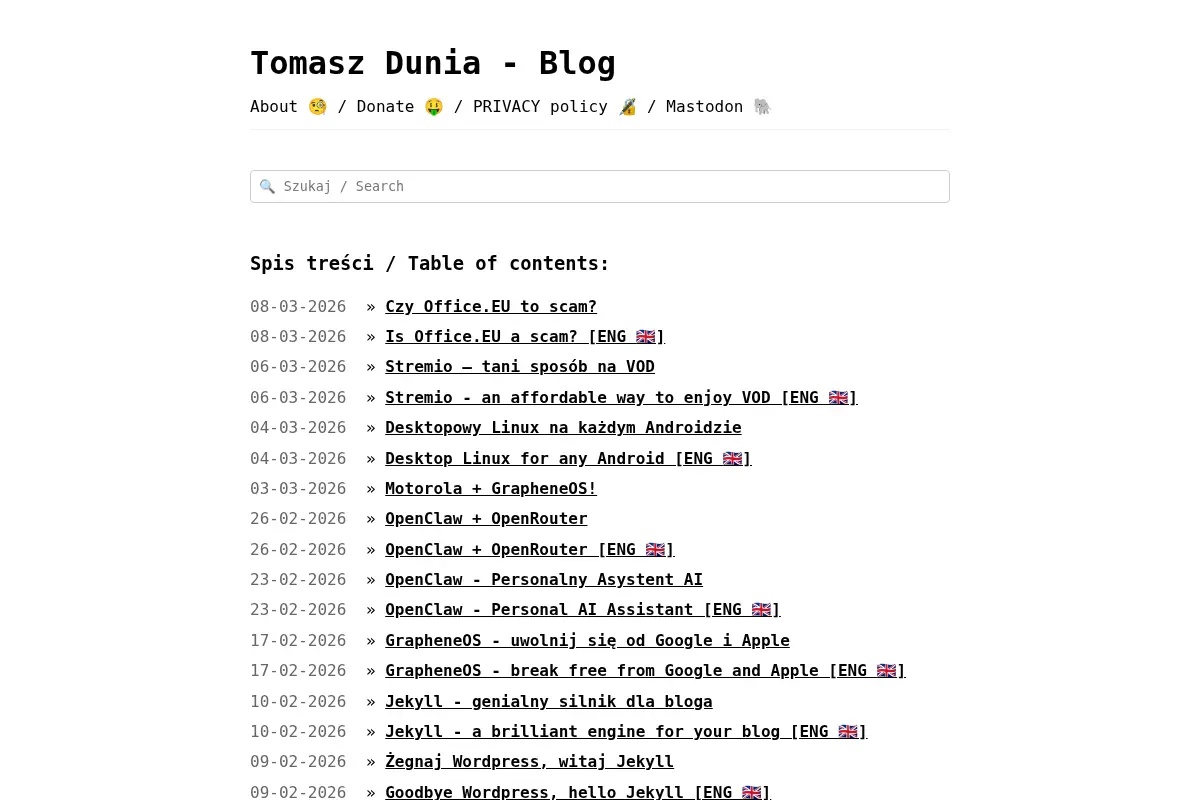 Tomasz Dunia - Blog