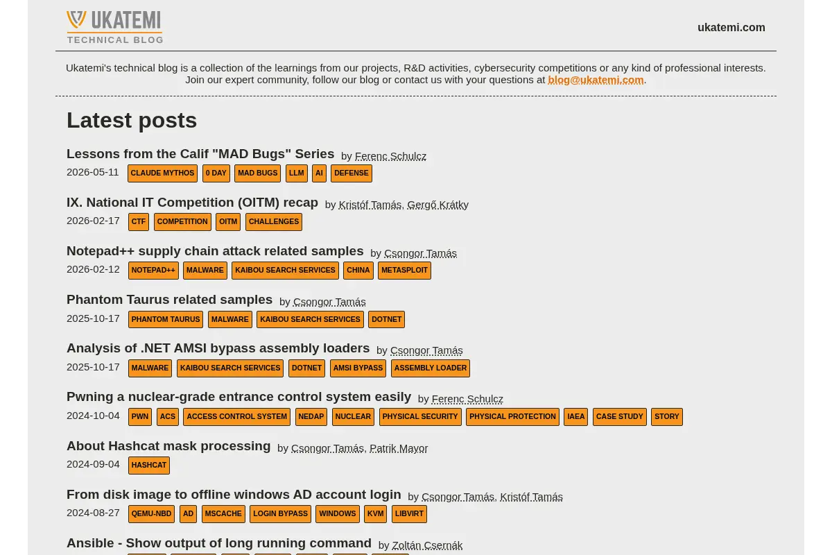 Ukatemi Technical Blog