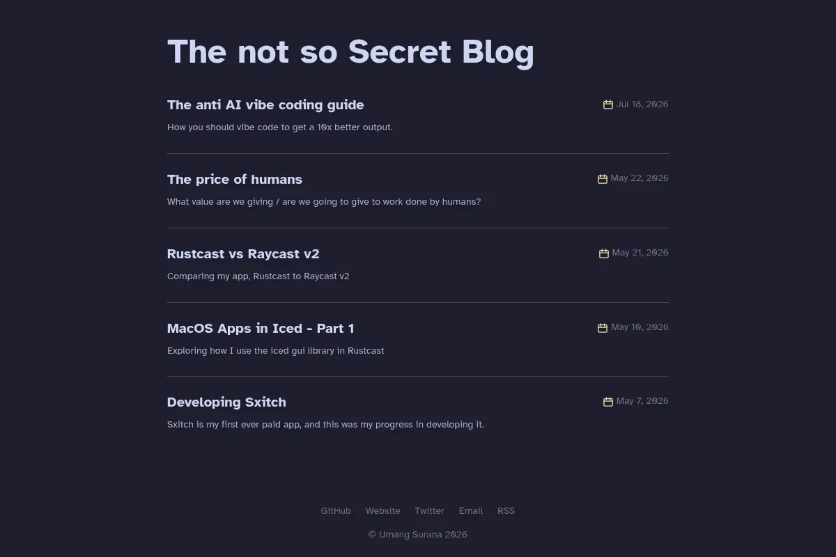 The not so Secret Blog