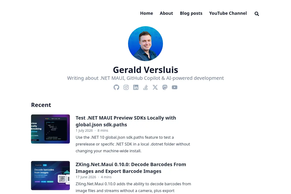 Gerald Versluis — .NET MAUI, GitHub Copilot & AI-Powered Development