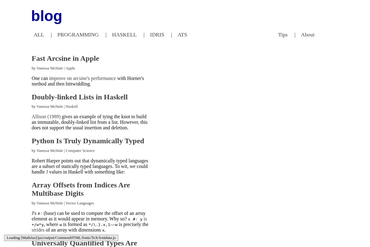 Vanessa McHale's blog