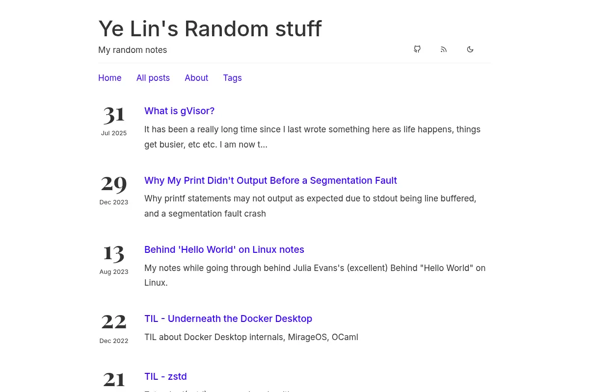 Ye Lin's Random stuff - My random notes