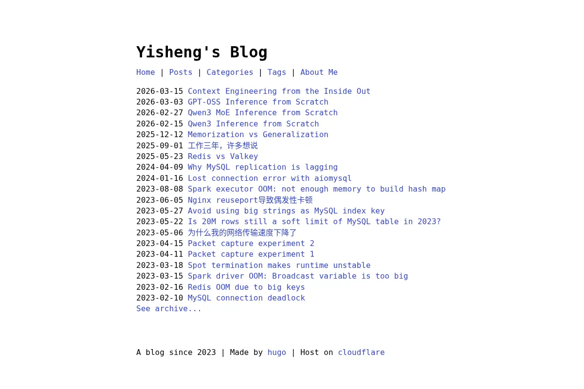 Yisheng's Blog