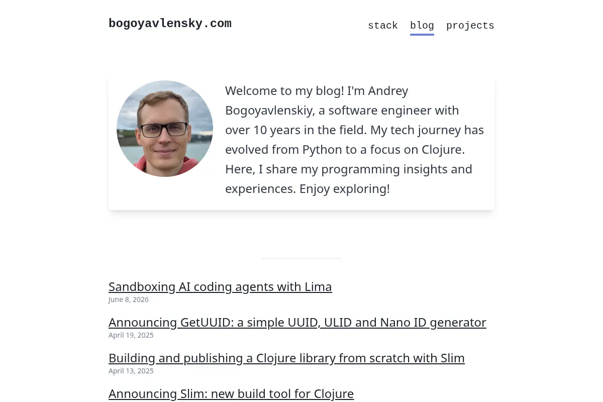 Andrey Bogoyavlenskiy's Blog