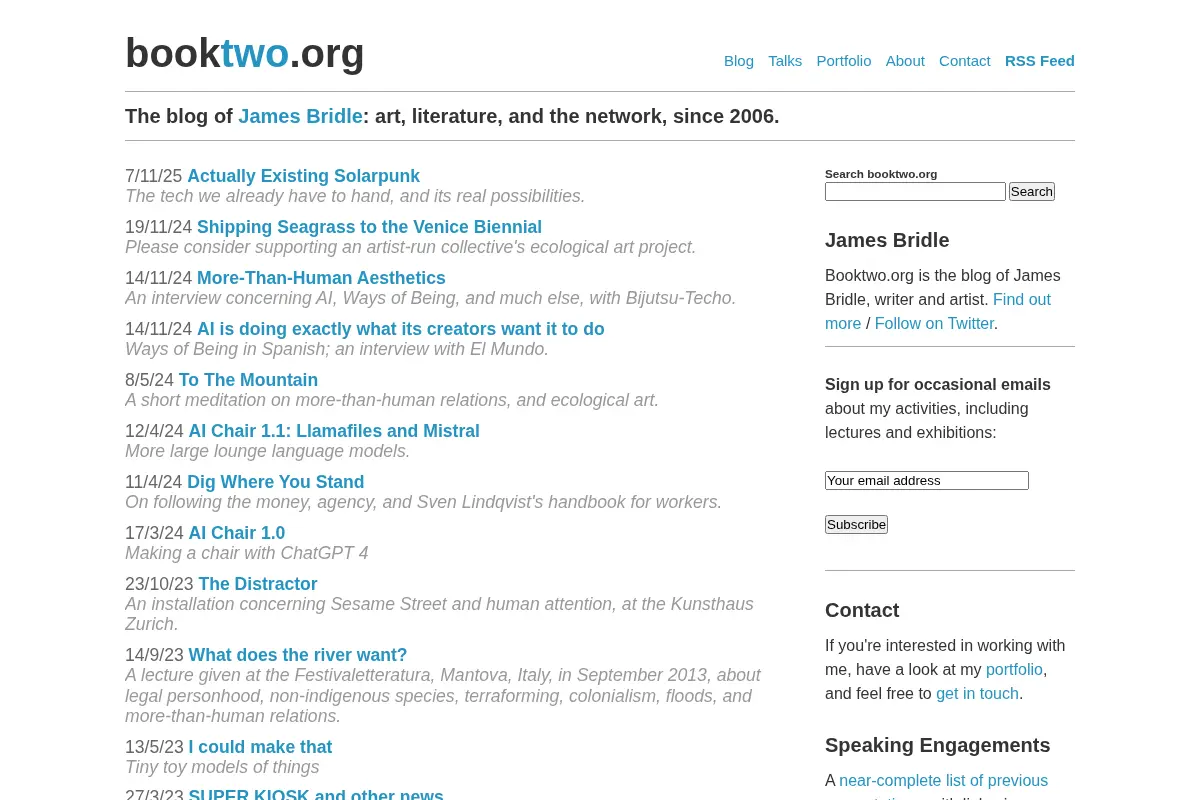 James Bridle's booktwo.org