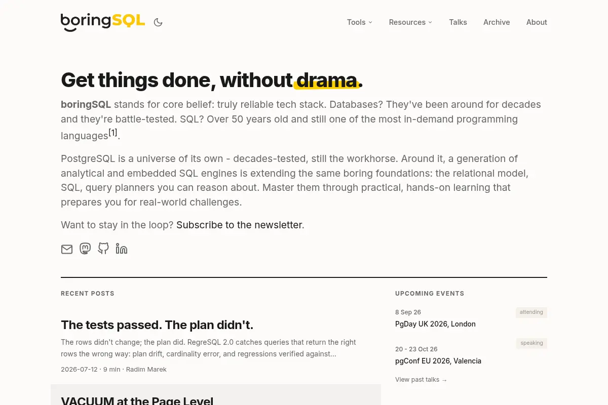 boringSQL | Supercharge your SQL & PostgreSQL powers
