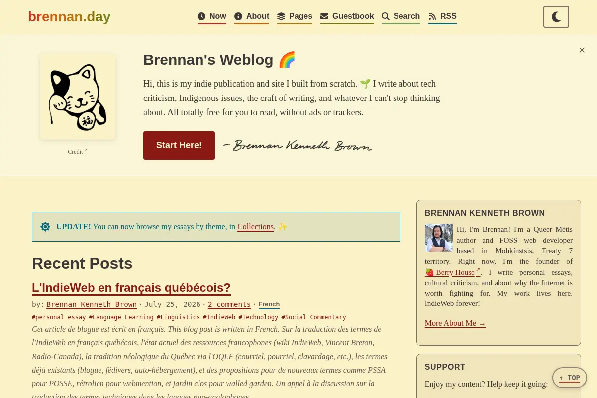 brennan.day - Queer Métis Author & Web Developer