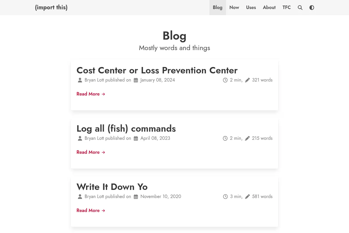 Bryan Lott's (import this) Blog
