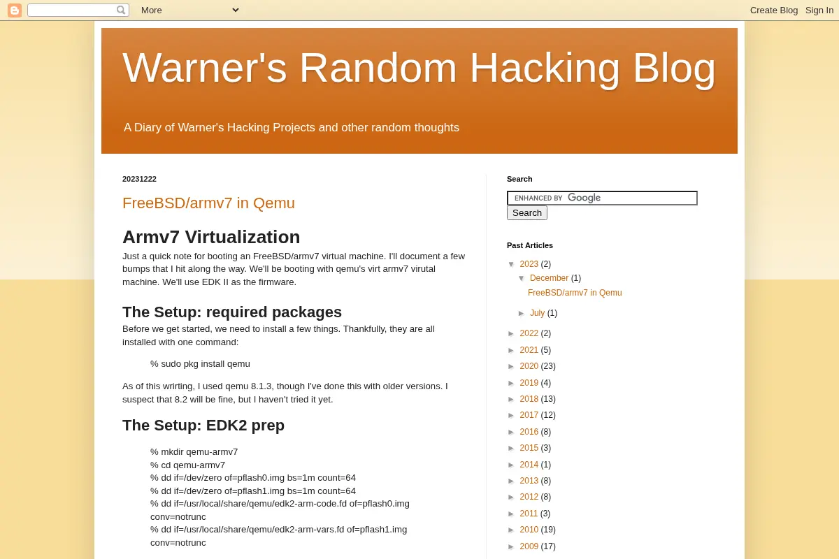 Warner's Random Hacking Blog