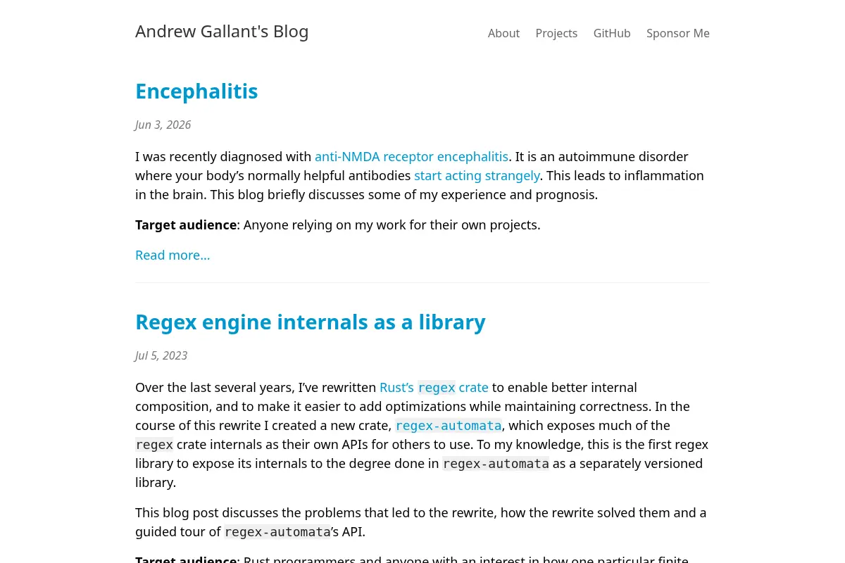 Andrew Gallant's Blog