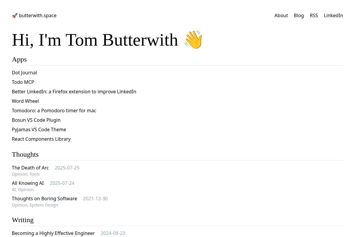 Tom Butterwith - butterwith.space