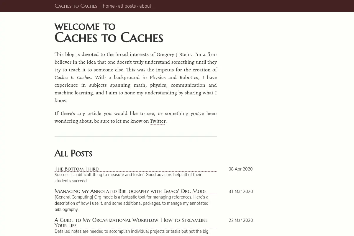 CachesToCaches by Prof. Gregory J. Stein