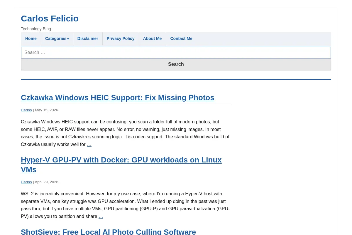 Carlos Felicio - Technology Blog