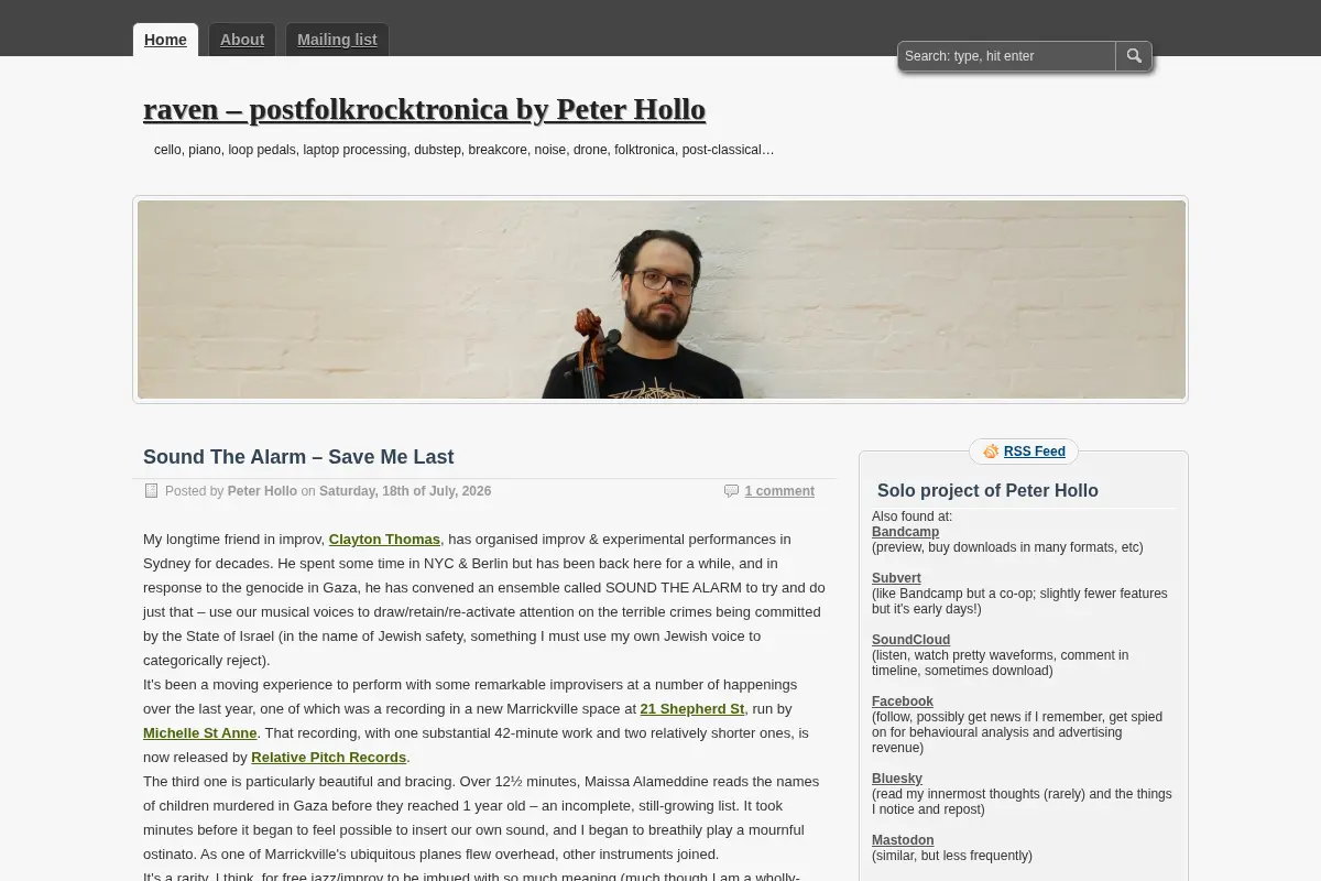 Raven: Postfolkrocktronica by Peter Hollo