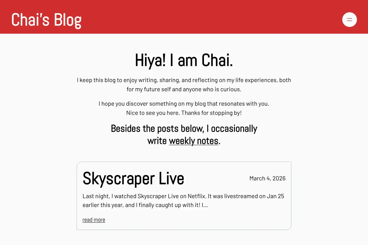 Chai's Blog