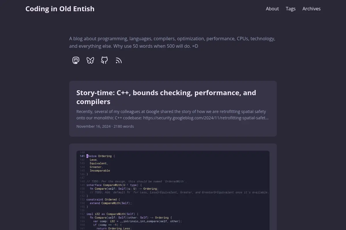 Coding in Old Entish