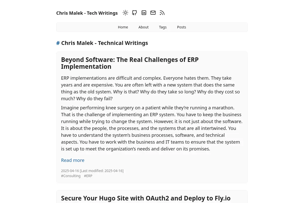 Chris Malek - Tech Writings