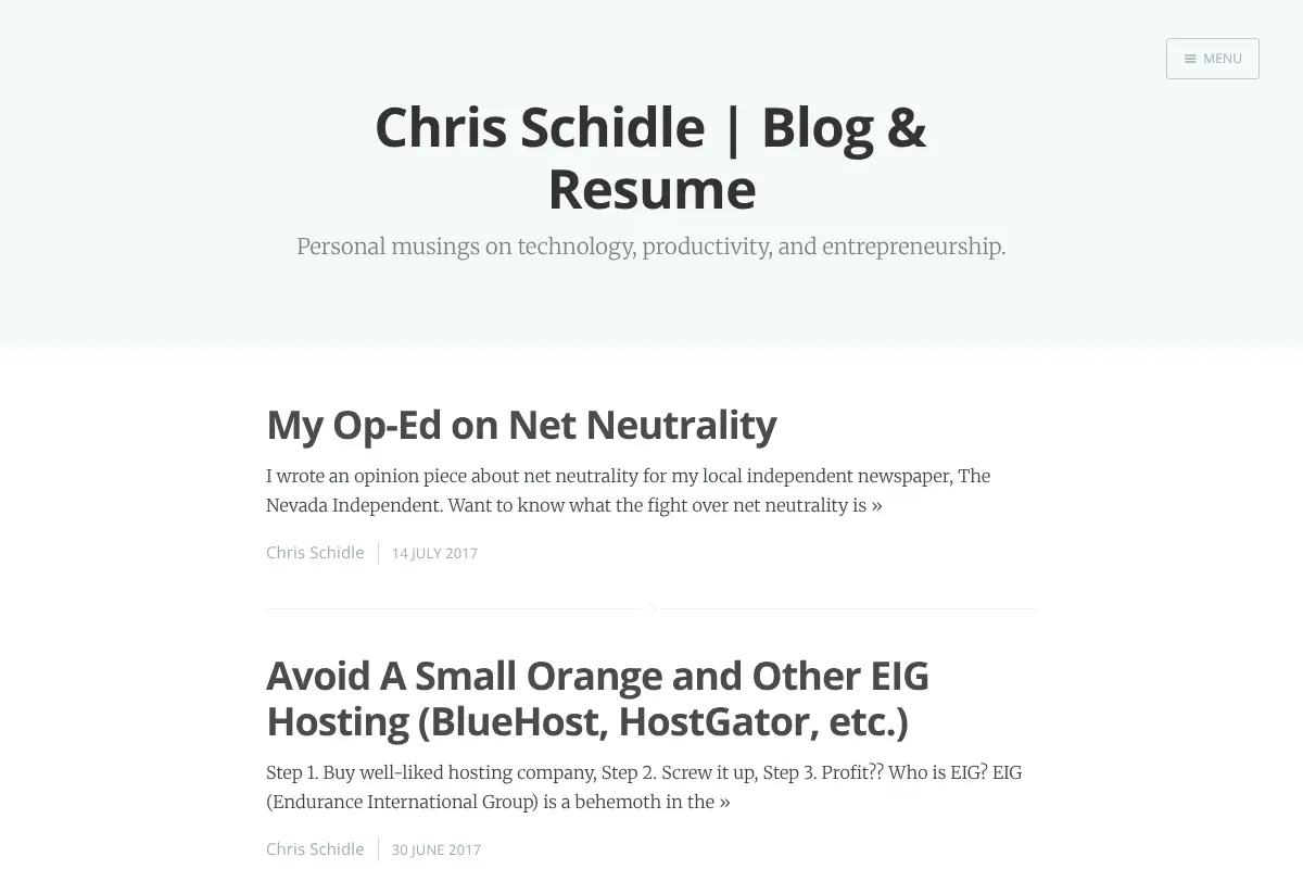 Chris Schidle | Blog & Resume