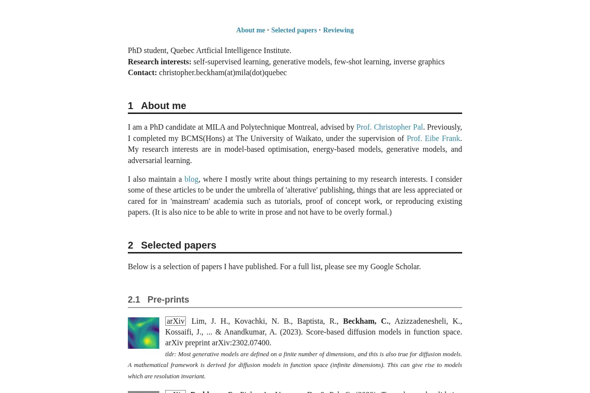Christopher Beckham – PhD Student Research Page