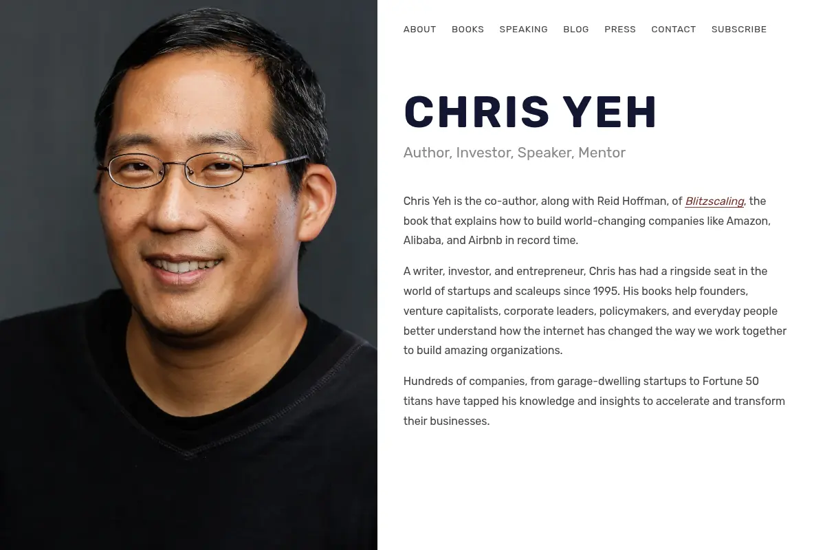 Chris Yeh – Author, Investor, Speaker, Mentor