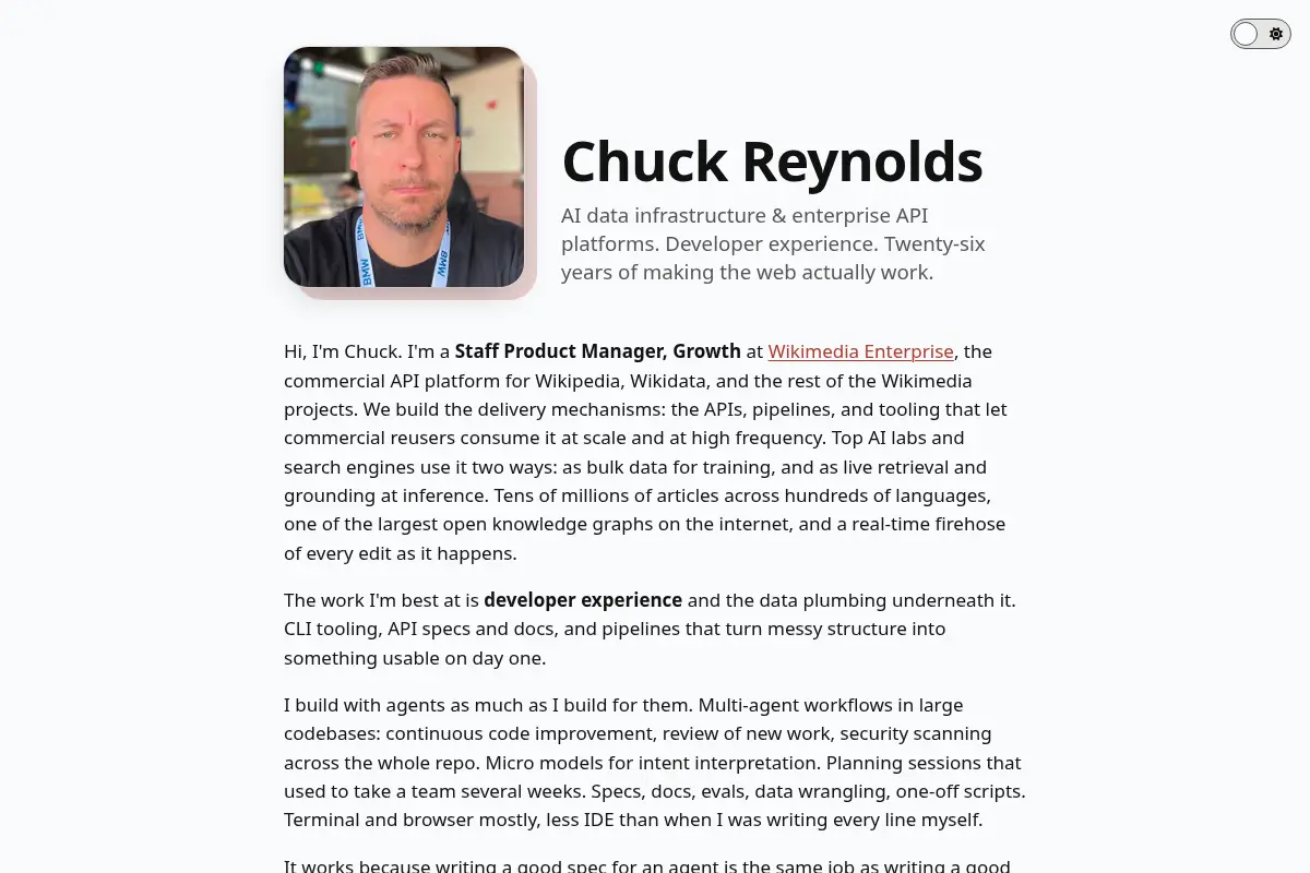 Chuck Reynolds - AI Data Infrastructure & Enterprise API Platforms