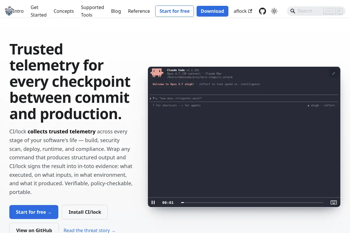 CI/lock — Trusted telemetry for every checkpoint between commit and production