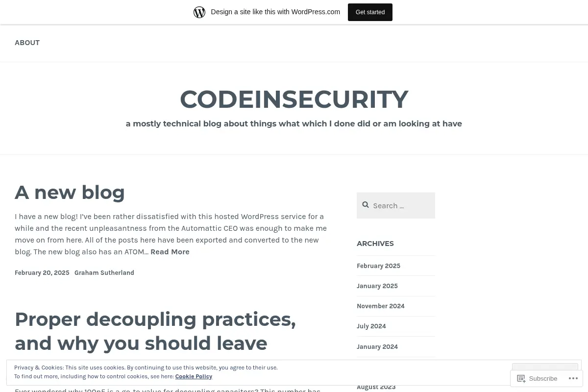 codeinsecurity – a mostly technical blog about things what which I done did or am looking at have