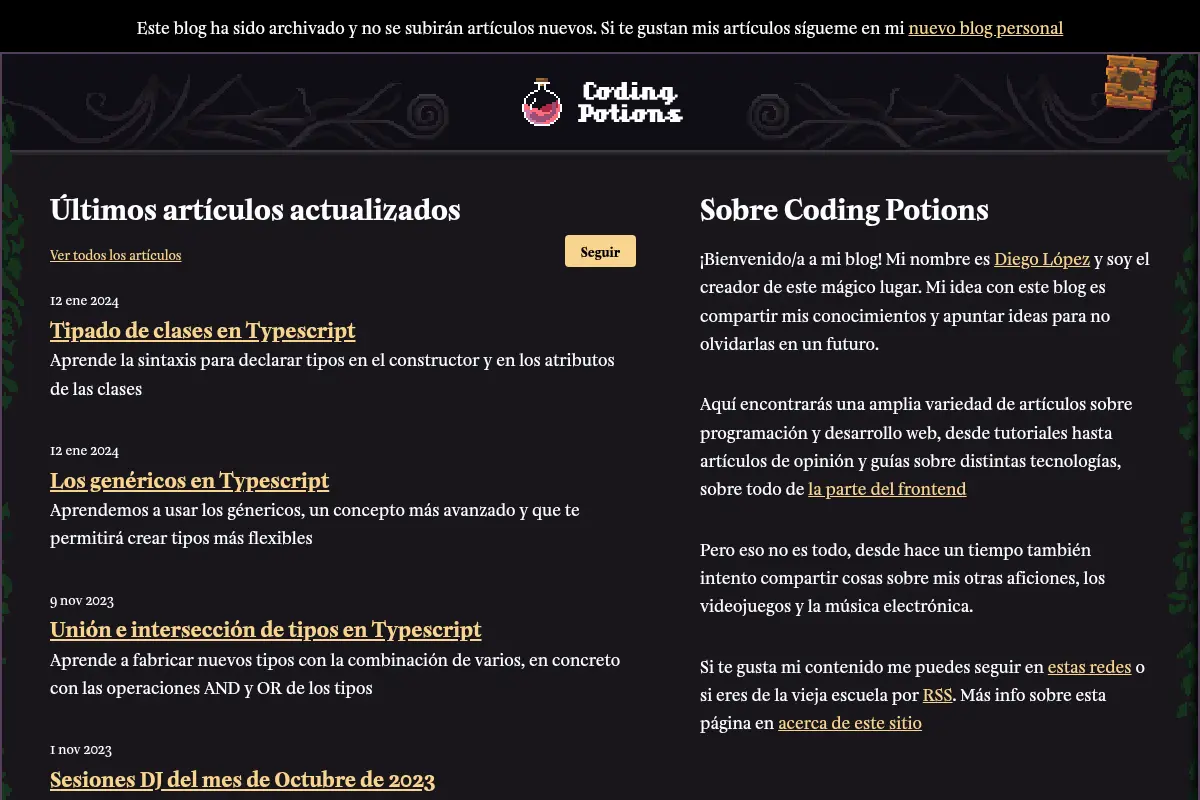 Coding Potions - Blog de programación y desarrollo web
