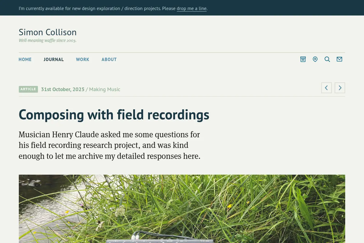 Simon Collison | Composing with field recordings