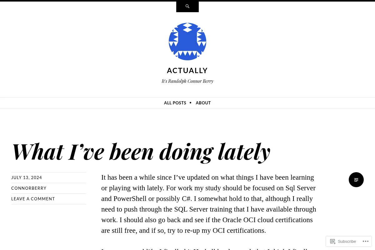 Actually | It's Randolph Connor Berry