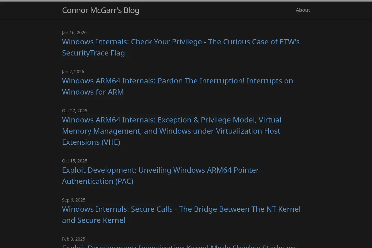 Connor McGarr’s Blog | Software Engineering and Security Research