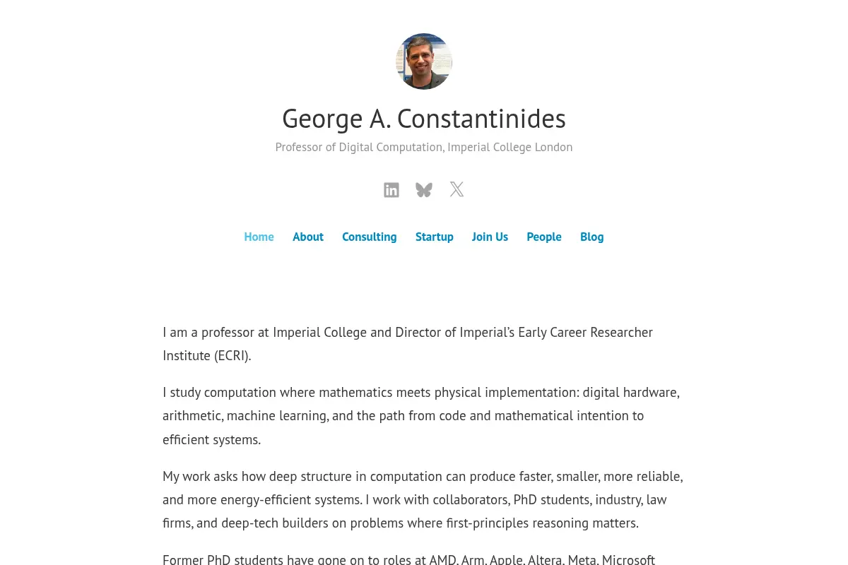 George A. Constantinides – Professor of Digital Computation, Imperial College London