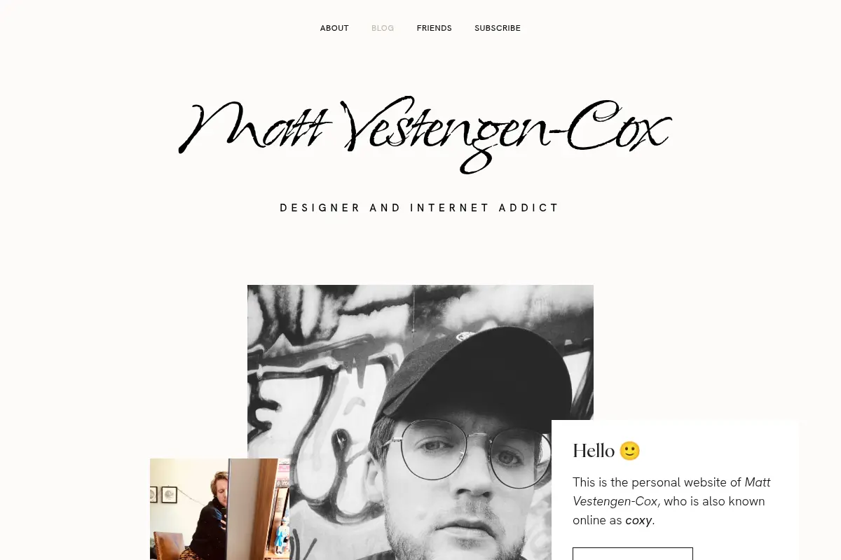 Matt Vestengen-Cox – designer and internet addict