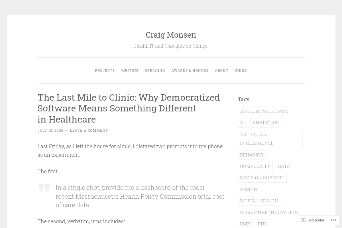 Craig Monsen | Health IT and Thoughts on Things